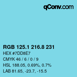 Farbcode: RGB 125.1 216.8 231 | qconv.com