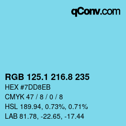 Farbcode: RGB 125.1 216.8 235 | qconv.com