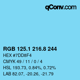 Color code: RGB 125.1 216.8 244 | qconv.com