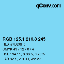 Farbcode: RGB 125.1 216.8 245 | qconv.com