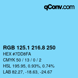 Color code: RGB 125.1 216.8 250 | qconv.com