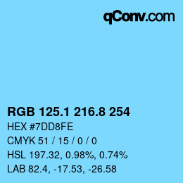 Color code: RGB 125.1 216.8 254 | qconv.com