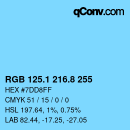 Farbcode: RGB 125.1 216.8 255 | qconv.com