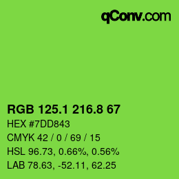 Color code: RGB 125.1 216.8 67 | qconv.com