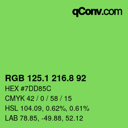 カラーコード: RGB 125.1 216.8 92 | qconv.com