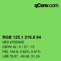 カラーコード: RGB 125.1 216.8 94 | qconv.com