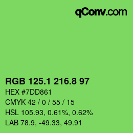 カラーコード: RGB 125.1 216.8 97 | qconv.com