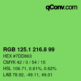 カラーコード: RGB 125.1 216.8 99 | qconv.com