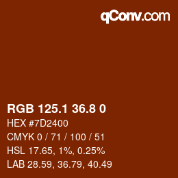 Color code: RGB 125.1 36.8 0 | qconv.com