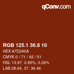 Color code: RGB 125.1 36.8 10 | qconv.com