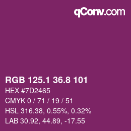 カラーコード: RGB 125.1 36.8 101 | qconv.com