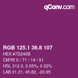 カラーコード: RGB 125.1 36.8 107 | qconv.com