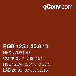 Color code: RGB 125.1 36.8 13 | qconv.com