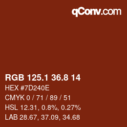 カラーコード: RGB 125.1 36.8 14 | qconv.com