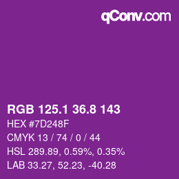 カラーコード: RGB 125.1 36.8 143 | qconv.com