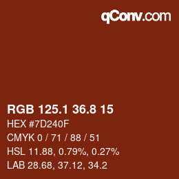 カラーコード: RGB 125.1 36.8 15 | qconv.com