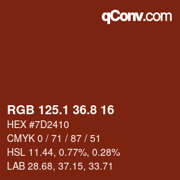 カラーコード: RGB 125.1 36.8 16 | qconv.com