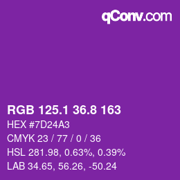 カラーコード: RGB 125.1 36.8 163 | qconv.com