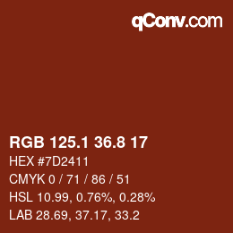 カラーコード: RGB 125.1 36.8 17 | qconv.com
