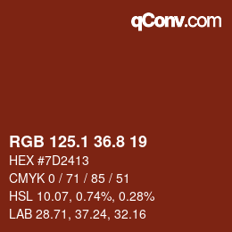 Color code: RGB 125.1 36.8 19 | qconv.com