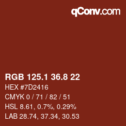 カラーコード: RGB 125.1 36.8 22 | qconv.com