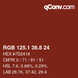Color code: RGB 125.1 36.8 24 | qconv.com