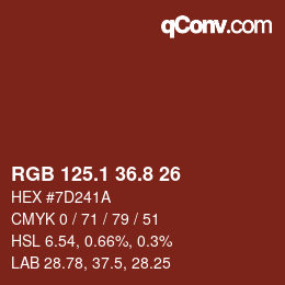 カラーコード: RGB 125.1 36.8 26 | qconv.com