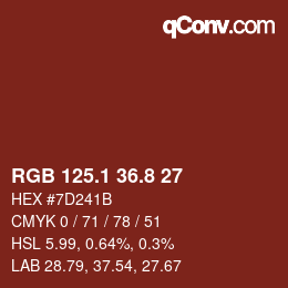 カラーコード: RGB 125.1 36.8 27 | qconv.com