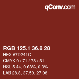 Color code: RGB 125.1 36.8 28 | qconv.com
