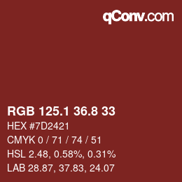 Color code: RGB 125.1 36.8 33 | qconv.com