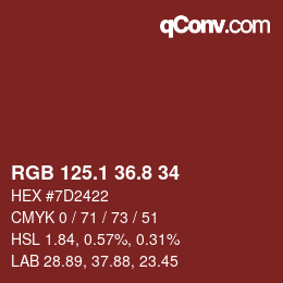 カラーコード: RGB 125.1 36.8 34 | qconv.com