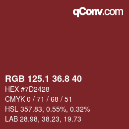 カラーコード: RGB 125.1 36.8 40 | qconv.com