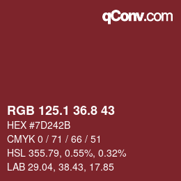 カラーコード: RGB 125.1 36.8 43 | qconv.com