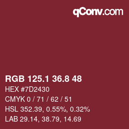 カラーコード: RGB 125.1 36.8 48 | qconv.com