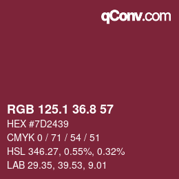 カラーコード: RGB 125.1 36.8 57 | qconv.com