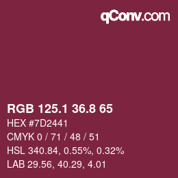 カラーコード: RGB 125.1 36.8 65 | qconv.com