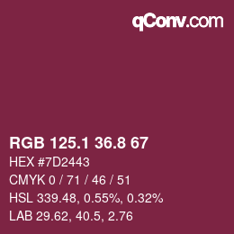 カラーコード: RGB 125.1 36.8 67 | qconv.com