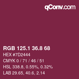 カラーコード: RGB 125.1 36.8 68 | qconv.com
