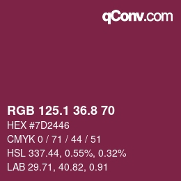 カラーコード: RGB 125.1 36.8 70 | qconv.com