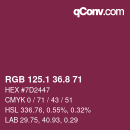 カラーコード: RGB 125.1 36.8 71 | qconv.com
