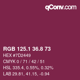 カラーコード: RGB 125.1 36.8 73 | qconv.com