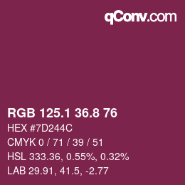 カラーコード: RGB 125.1 36.8 76 | qconv.com