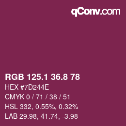 カラーコード: RGB 125.1 36.8 78 | qconv.com