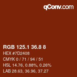 Color code: RGB 125.1 36.8 8 | qconv.com