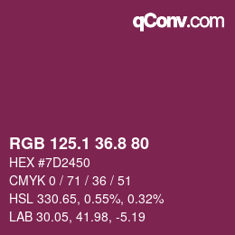 カラーコード: RGB 125.1 36.8 80 | qconv.com