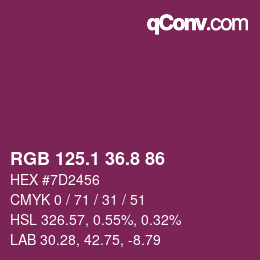 カラーコード: RGB 125.1 36.8 86 | qconv.com