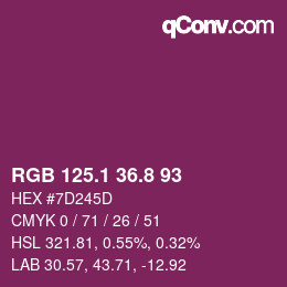 カラーコード: RGB 125.1 36.8 93 | qconv.com