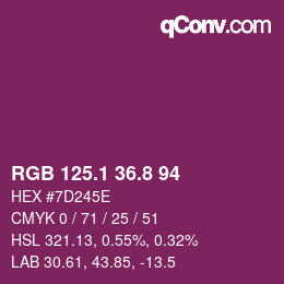 カラーコード: RGB 125.1 36.8 94 | qconv.com