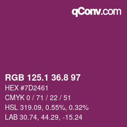 カラーコード: RGB 125.1 36.8 97 | qconv.com