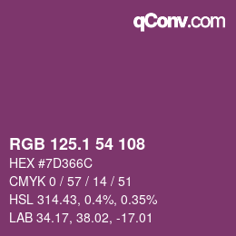 カラーコード: RGB 125.1 54 108 | qconv.com